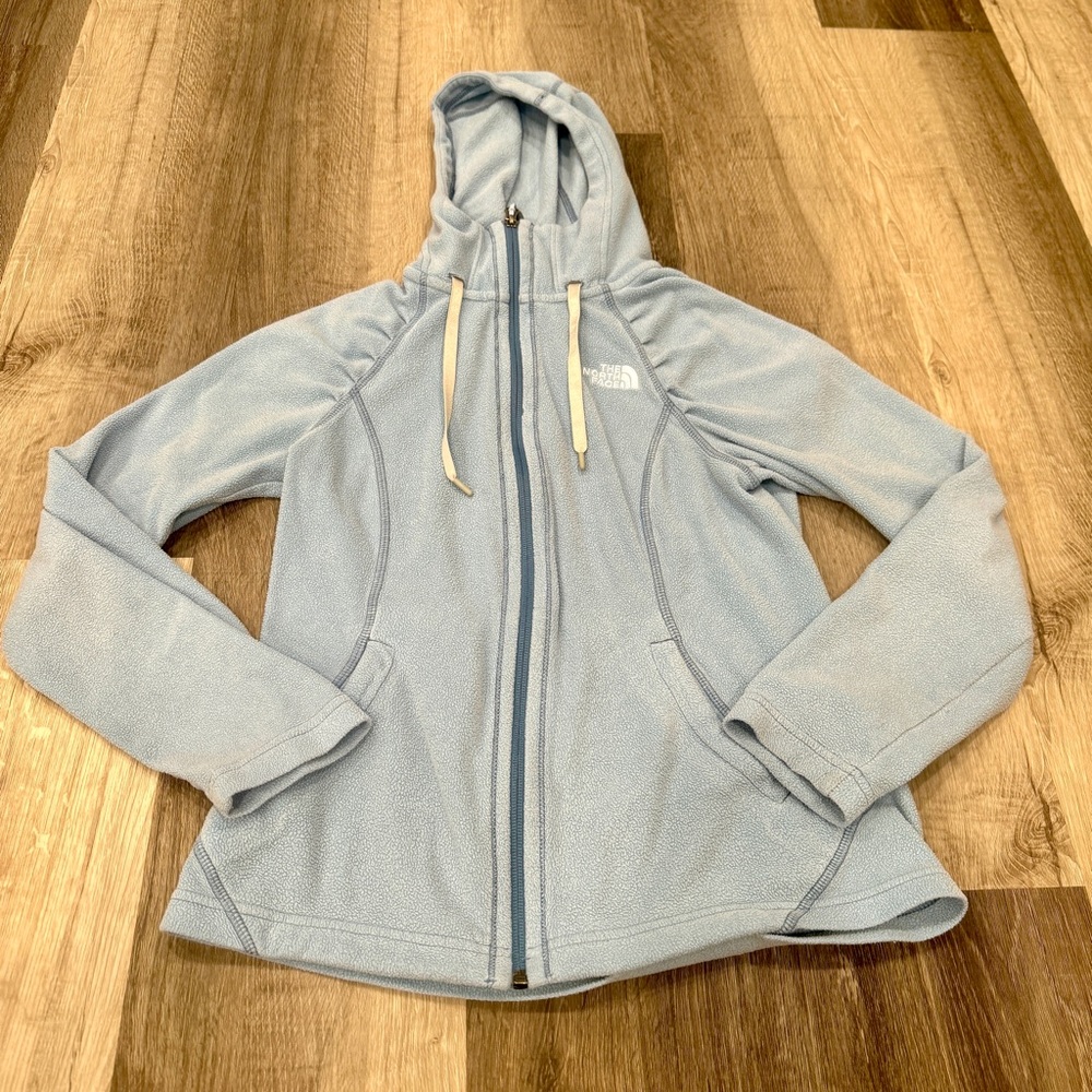 The North Face Sweater Womens XS Blue Fleece Drawstring Hood Full Zip Gorpcore